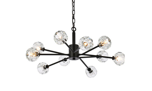 Elegant Furniture & Lighting - Graham 10 Light Pendant in Black - 3509D29BK veiw 1
