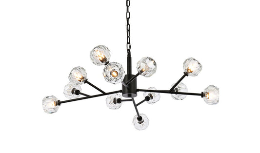 Elegant Furniture & Lighting - Graham 12 Light Pendant in Black - 3509D35BK veiw 1