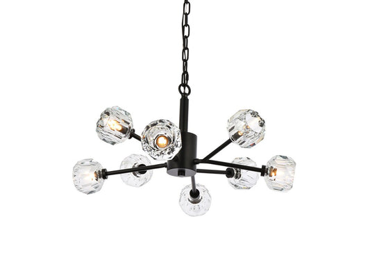Elegant Furniture & Lighting - Graham 8 Light Pendant in Black - 3509D24BK veiw 1
