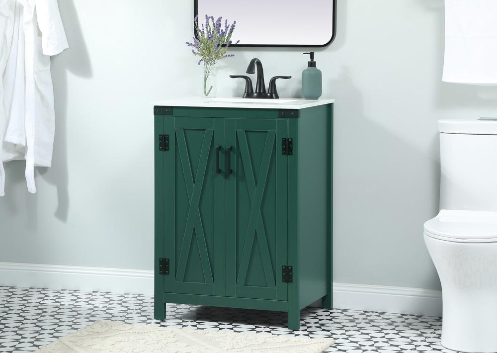 Elegant Furniture & Lighting - Grant 24 inch Single bathroom vanity in green - VF90224MGN veiw 3