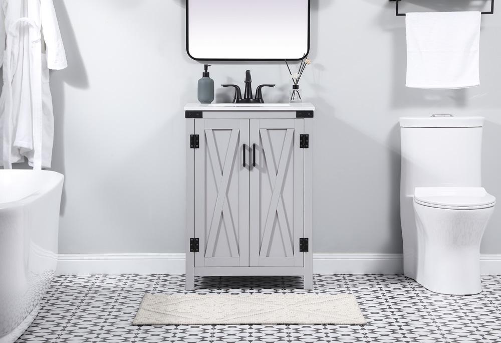 Elegant Furniture & Lighting - Grant 24 inch Single bathroom vanity in grey - VF90224GR veiw 2