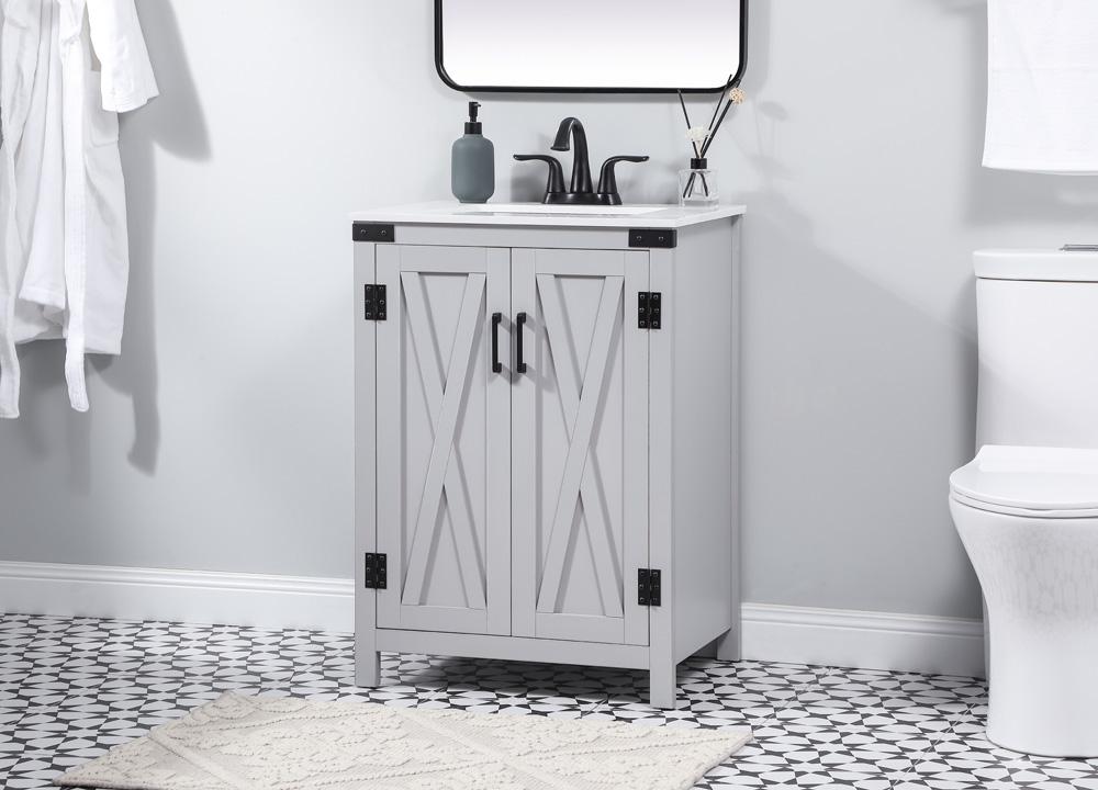 Elegant Furniture & Lighting - Grant 24 inch Single bathroom vanity in grey - VF90224GR veiw 3