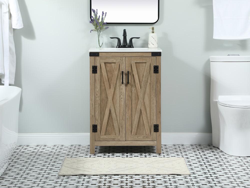 Elegant Furniture & Lighting - Grant 24 inch Single bathroom vanity in natural oak - VF90224NT veiw 2