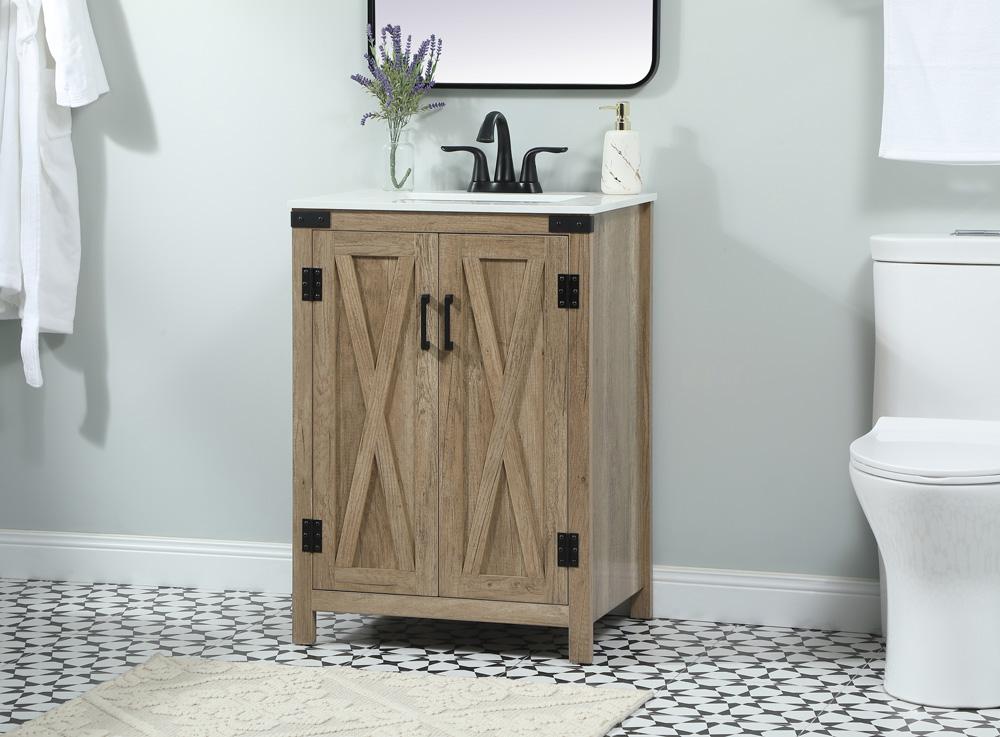 Elegant Furniture & Lighting - Grant 24 inch Single bathroom vanity in natural oak - VF90224NT veiw 3