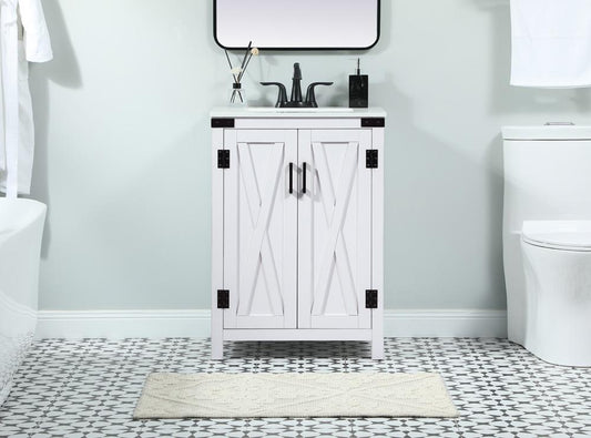 Elegant Furniture & Lighting - Grant 24 inch Single bathroom vanity in white - VF90224WH veiw 2