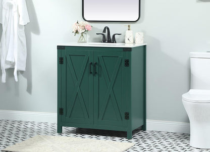Elegant Furniture & Lighting - Grant 30 inch Single bathroom vanity in green - VF90230MGN veiw 3