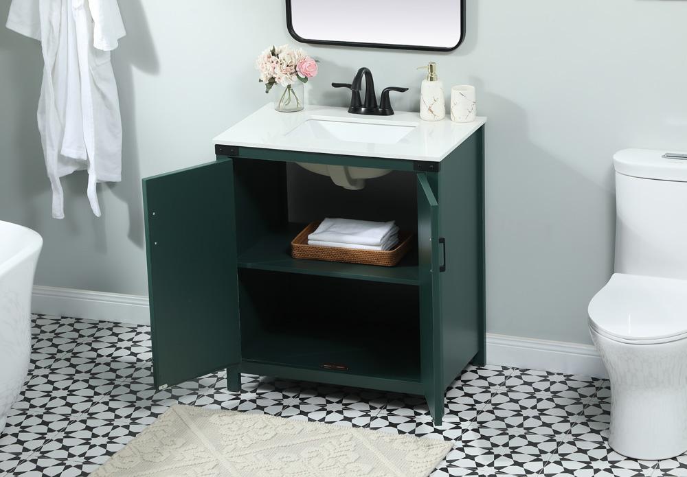 Elegant Furniture & Lighting - Grant 30 inch Single bathroom vanity in green - VF90230MGN veiw 4