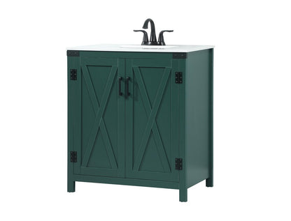 Elegant Furniture & Lighting - Grant 30 inch Single bathroom vanity in green - VF90230MGN veiw 8