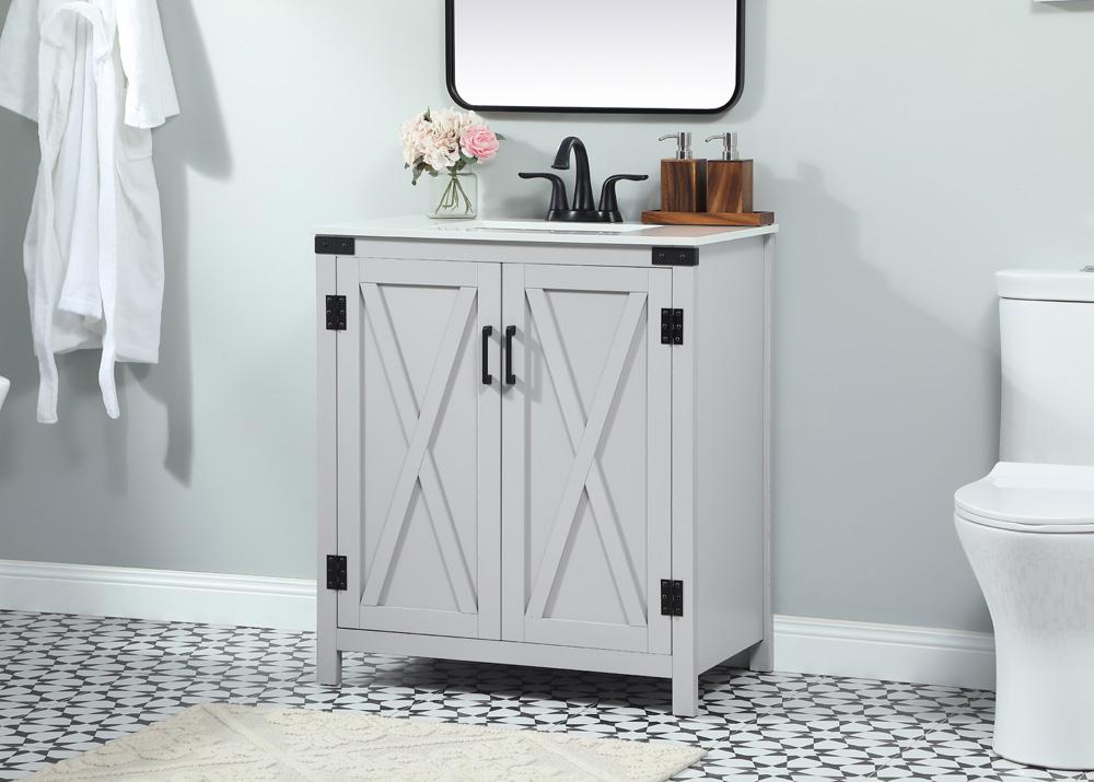 Elegant Furniture & Lighting - Grant 30 inch Single bathroom vanity in grey - VF90230GR veiw 3