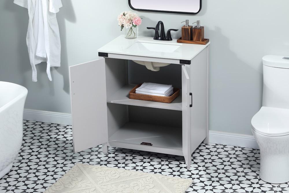 Elegant Furniture & Lighting - Grant 30 inch Single bathroom vanity in grey - VF90230GR veiw 4