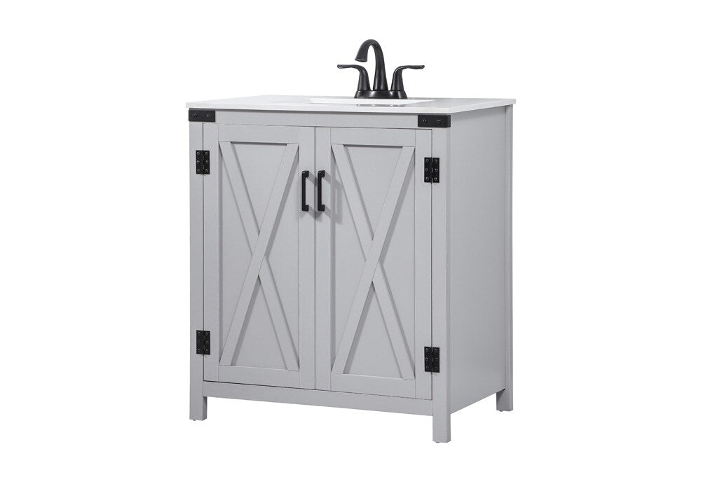 Elegant Furniture & Lighting - Grant 30 inch Single bathroom vanity in grey - VF90230GR veiw 8