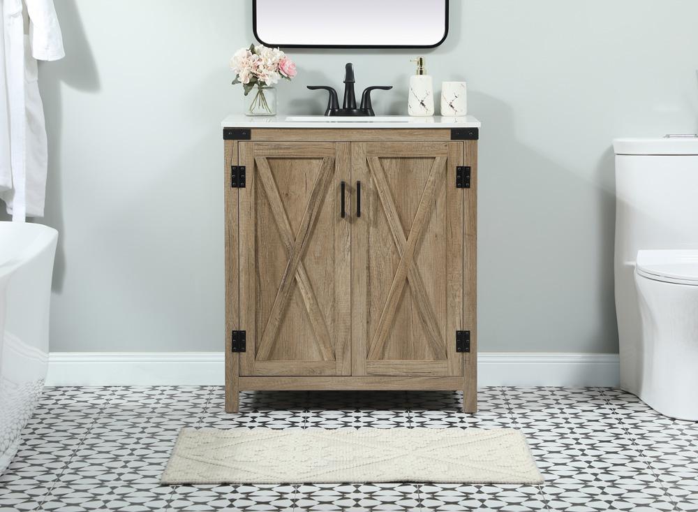 Elegant Furniture & Lighting - Grant 30 inch Single bathroom vanity in natural oak - VF90230NT veiw 2