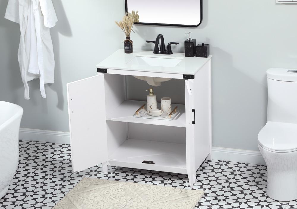 Elegant Furniture & Lighting - Grant 30 inch Single bathroom vanity in white - VF90230WH veiw 4