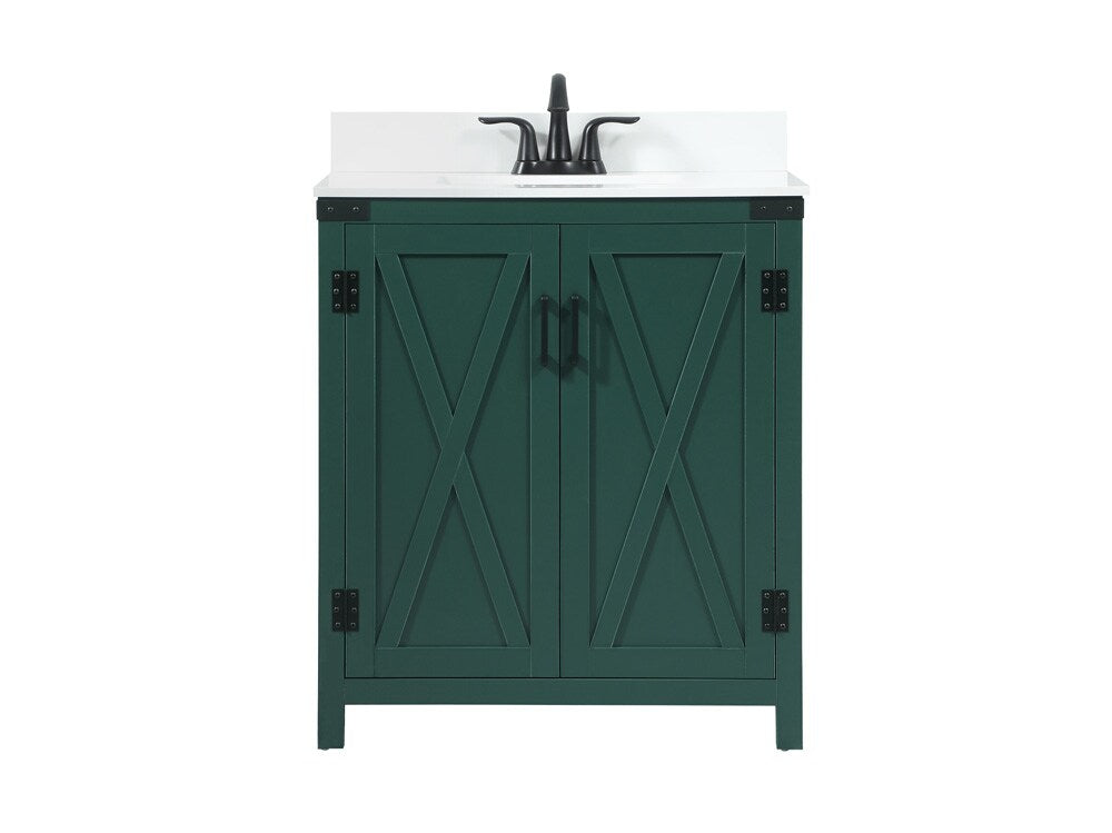 Elegant Furniture & Lighting - Grant 30 inch Single bathroom vanity in green with backsplash - VF90230MGN-BS veiw 1