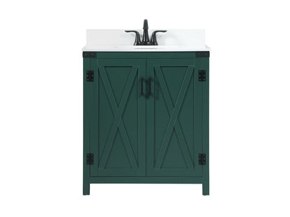 Elegant Furniture & Lighting - Grant 30 inch Single bathroom vanity in green with backsplash - VF90230MGN-BS veiw 1