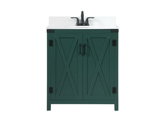 Elegant Furniture & Lighting - Grant 30 inch Single bathroom vanity in green with backsplash - VF90230MGN-BS veiw 1