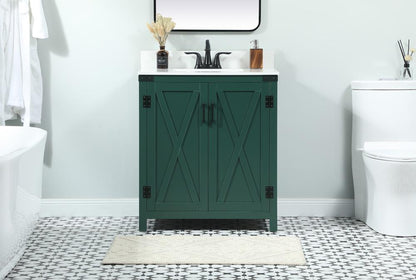 Elegant Furniture & Lighting - Grant 30 inch Single bathroom vanity in green with backsplash - VF90230MGN-BS veiw 2