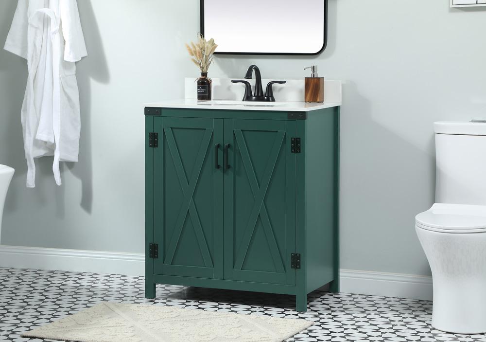 Elegant Furniture & Lighting - Grant 30 inch Single bathroom vanity in green with backsplash - VF90230MGN-BS veiw 3