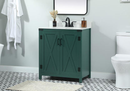 Elegant Furniture & Lighting - Grant 30 inch Single bathroom vanity in green with backsplash - VF90230MGN-BS veiw 3