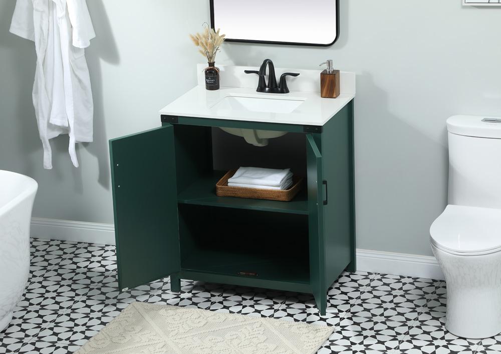 Elegant Furniture & Lighting - Grant 30 inch Single bathroom vanity in green with backsplash - VF90230MGN-BS veiw 4