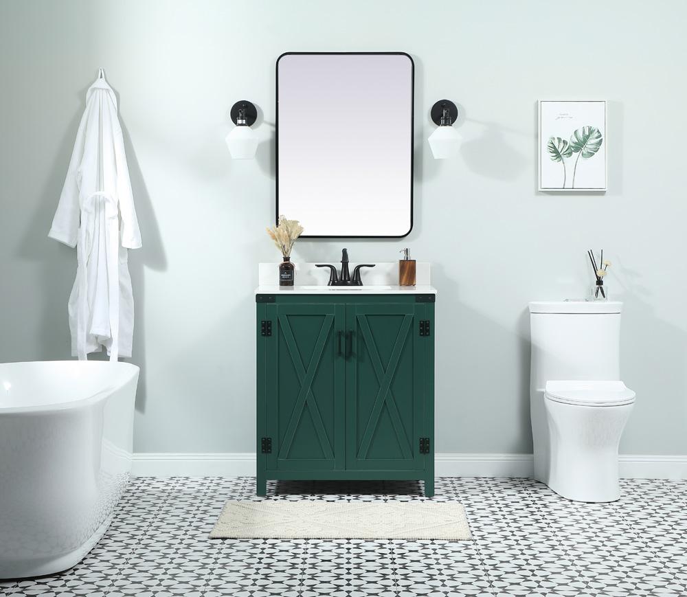 Elegant Furniture & Lighting - Grant 30 inch Single bathroom vanity in green with backsplash - VF90230MGN-BS veiw 5