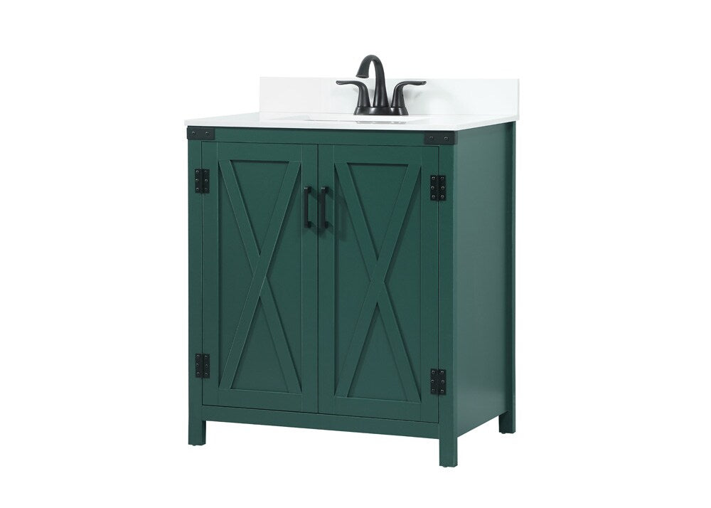 Elegant Furniture & Lighting - Grant 30 inch Single bathroom vanity in green with backsplash - VF90230MGN-BS veiw 8