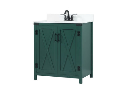 Elegant Furniture & Lighting - Grant 30 inch Single bathroom vanity in green with backsplash - VF90230MGN-BS veiw 8