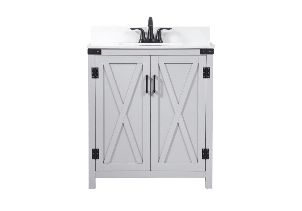 Elegant Furniture & Lighting - Grant 30 inch Single bathroom vanity in grey with backsplash - VF90230GR-BS veiw 1