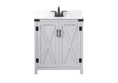 Elegant Furniture & Lighting - Grant 30 inch Single bathroom vanity in grey with backsplash - VF90230GR-BS veiw 1