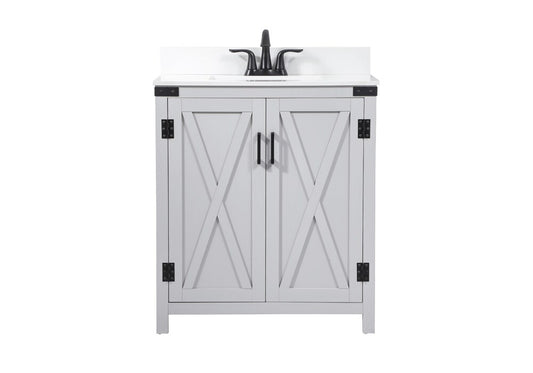 Elegant Furniture & Lighting - Grant 30 inch Single bathroom vanity in grey with backsplash - VF90230GR-BS veiw 1