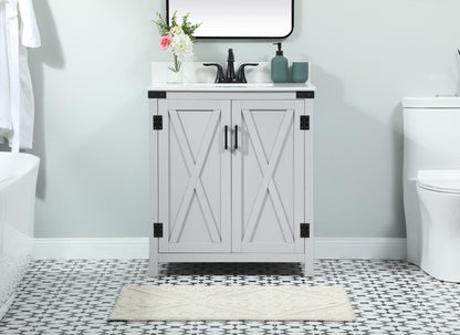 Elegant Furniture & Lighting - Grant 30 inch Single bathroom vanity in grey with backsplash - VF90230GR-BS veiw 2