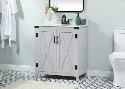 Elegant Furniture & Lighting - Grant 30 inch Single bathroom vanity in grey with backsplash - VF90230GR-BS veiw 3