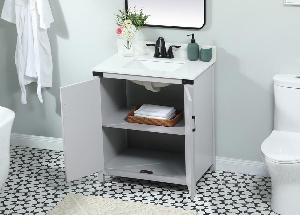 Elegant Furniture & Lighting - Grant 30 inch Single bathroom vanity in grey with backsplash - VF90230GR-BS veiw 4
