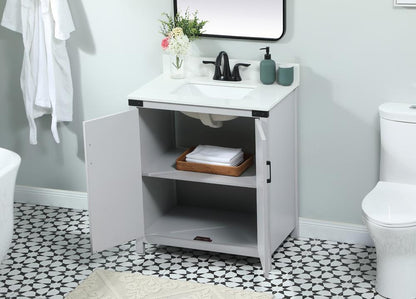 Elegant Furniture & Lighting - Grant 30 inch Single bathroom vanity in grey with backsplash - VF90230GR-BS veiw 4