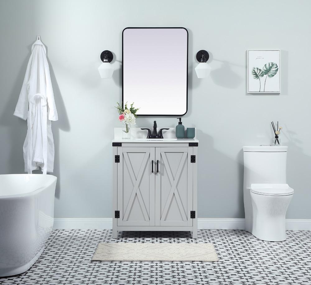 Elegant Furniture & Lighting - Grant 30 inch Single bathroom vanity in grey with backsplash - VF90230GR-BS veiw 5