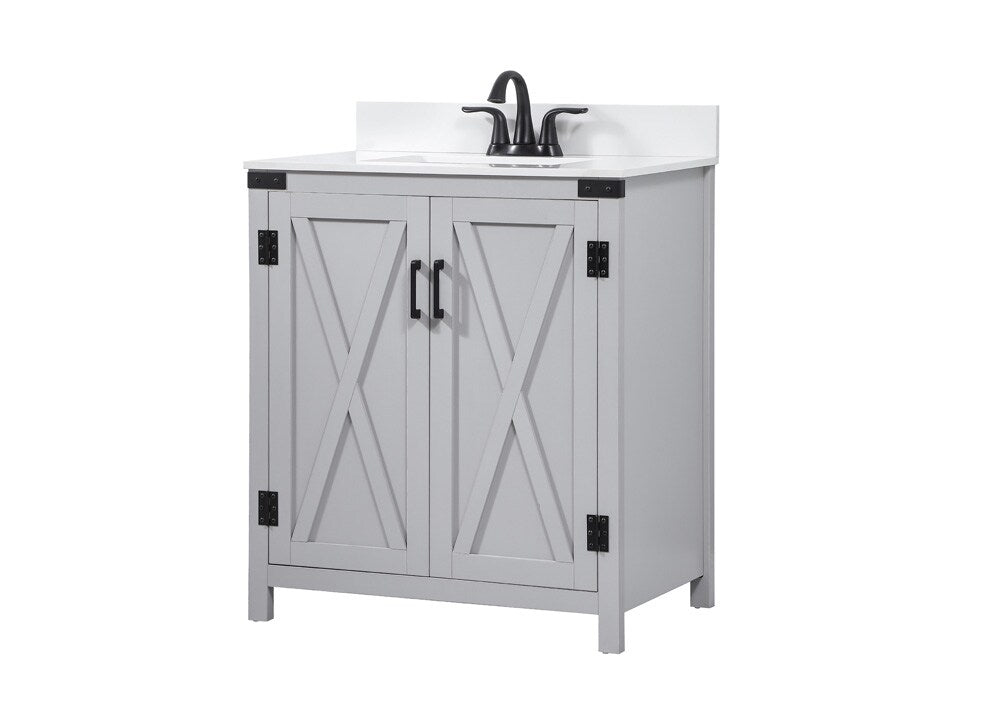 Elegant Furniture & Lighting - Grant 30 inch Single bathroom vanity in grey with backsplash - VF90230GR-BS veiw 8