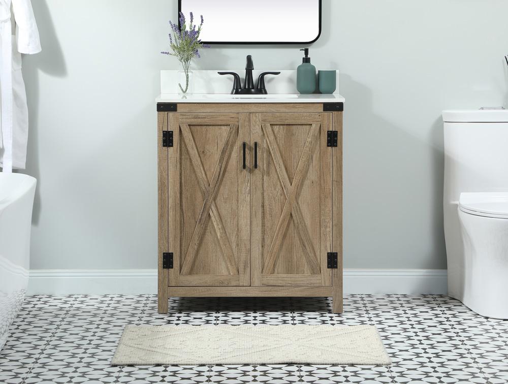Elegant Furniture & Lighting - Grant 30 inch Single bathroom vanity in natural oak with backsplash - VF90230NT-BS veiw 2