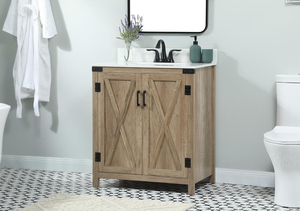 Elegant Furniture & Lighting - Grant 30 inch Single bathroom vanity in natural oak with backsplash - VF90230NT-BS veiw 3