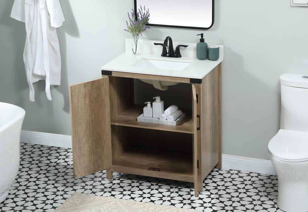 Elegant Furniture & Lighting - Grant 30 inch Single bathroom vanity in natural oak with backsplash - VF90230NT-BS veiw 4