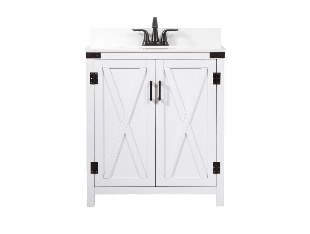 Elegant Furniture & Lighting - Grant 30 inch Single bathroom vanity in white with backsplash - VF90230WH-BS veiw 1