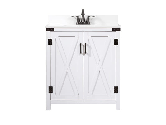 Elegant Furniture & Lighting - Grant 30 inch Single bathroom vanity in white with backsplash - VF90230WH-BS veiw 1