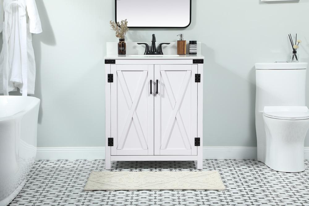 Elegant Furniture & Lighting - Grant 30 inch Single bathroom vanity in white with backsplash - VF90230WH-BS veiw 2