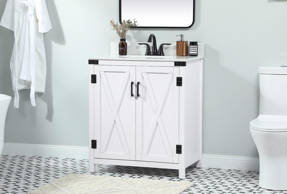 Elegant Furniture & Lighting - Grant 30 inch Single bathroom vanity in white with backsplash - VF90230WH-BS veiw 3