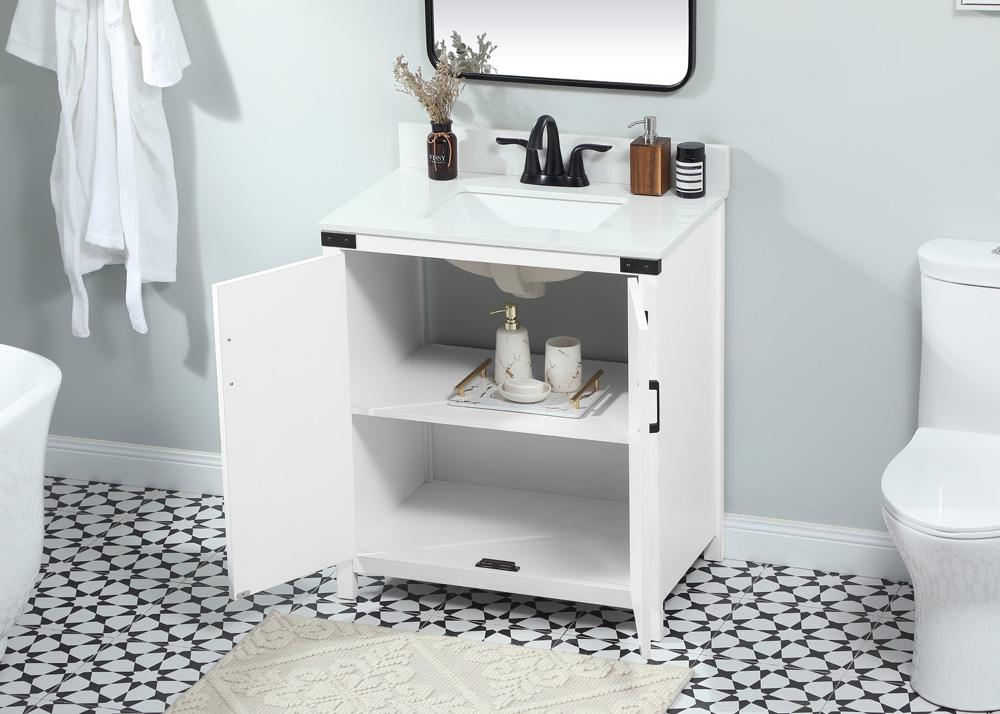 Elegant Furniture & Lighting - Grant 30 inch Single bathroom vanity in white with backsplash - VF90230WH-BS veiw 4