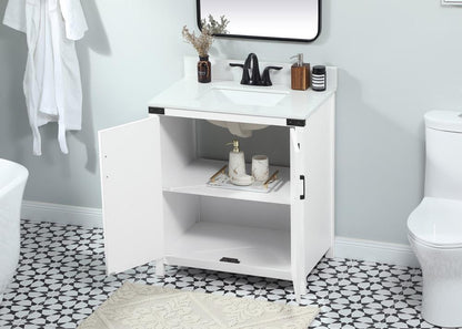 Elegant Furniture & Lighting - Grant 30 inch Single bathroom vanity in white with backsplash - VF90230WH-BS veiw 4