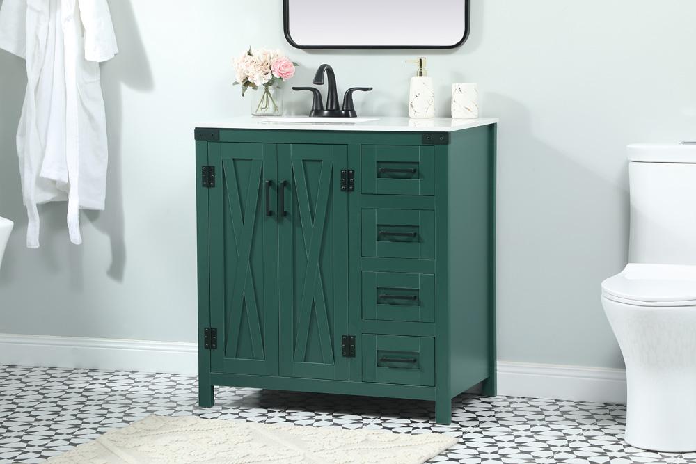 Elegant Furniture & Lighting - Grant 32 inch Single bathroom vanity in green - VF90232MGN veiw 3