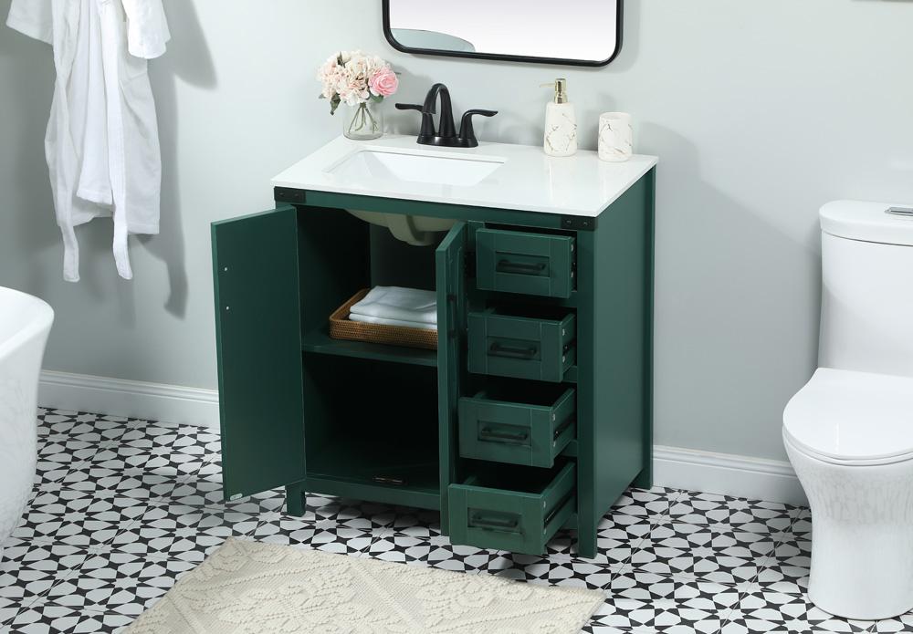 Elegant Furniture & Lighting - Grant 32 inch Single bathroom vanity in green - VF90232MGN veiw 4