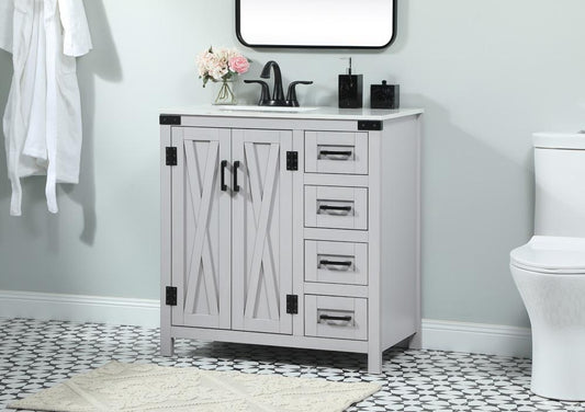 Elegant Furniture & Lighting - Grant 32 inch Single bathroom vanity in grey - VF90232GR veiw 3
