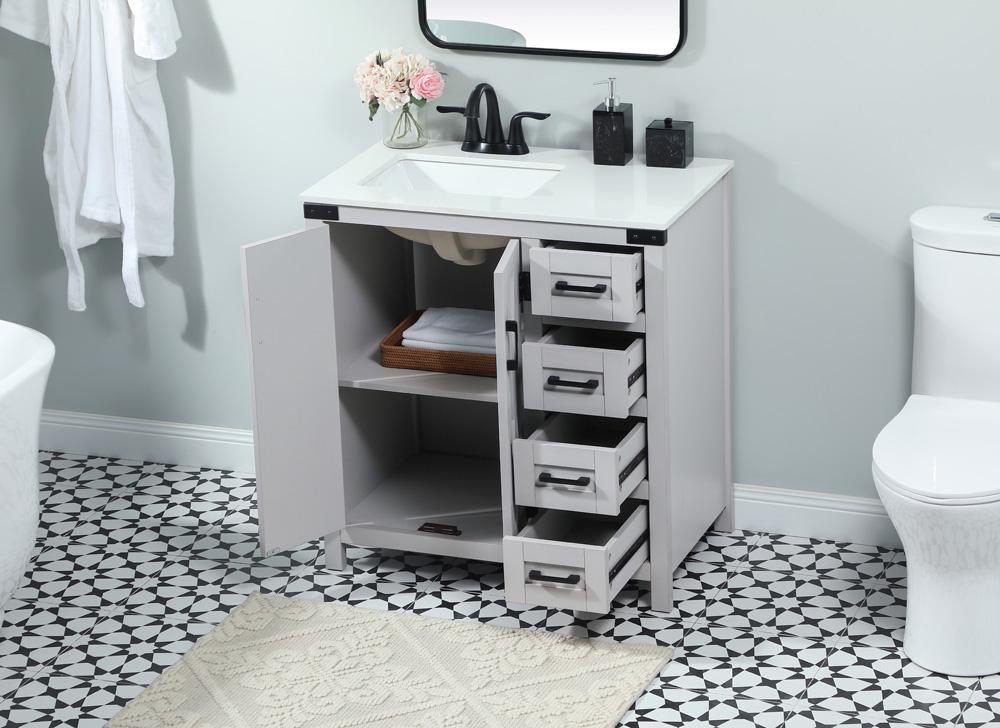 Elegant Furniture & Lighting - Grant 32 inch Single bathroom vanity in grey - VF90232GR veiw 4