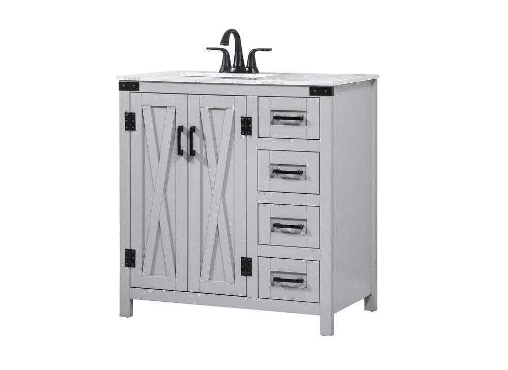 Elegant Furniture & Lighting - Grant 32 inch Single bathroom vanity in grey - VF90232GR veiw 8